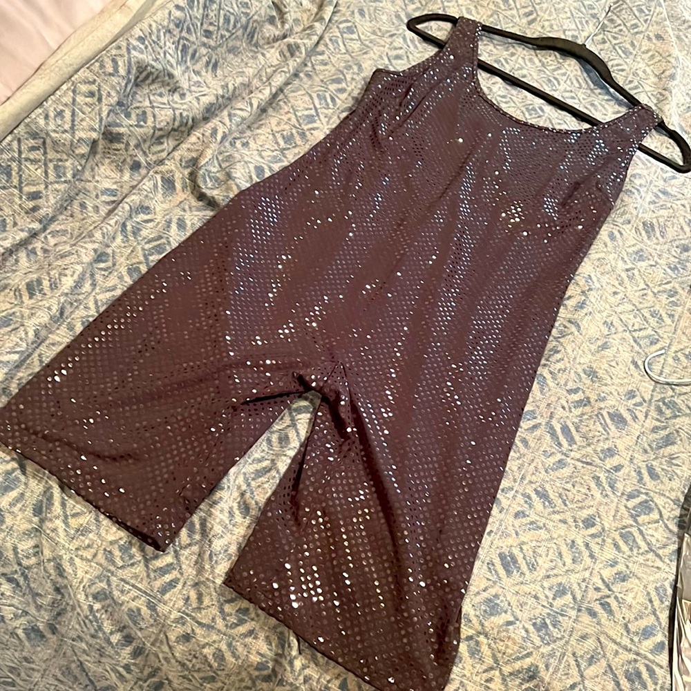 Large Black sparkling Short pants One Piece